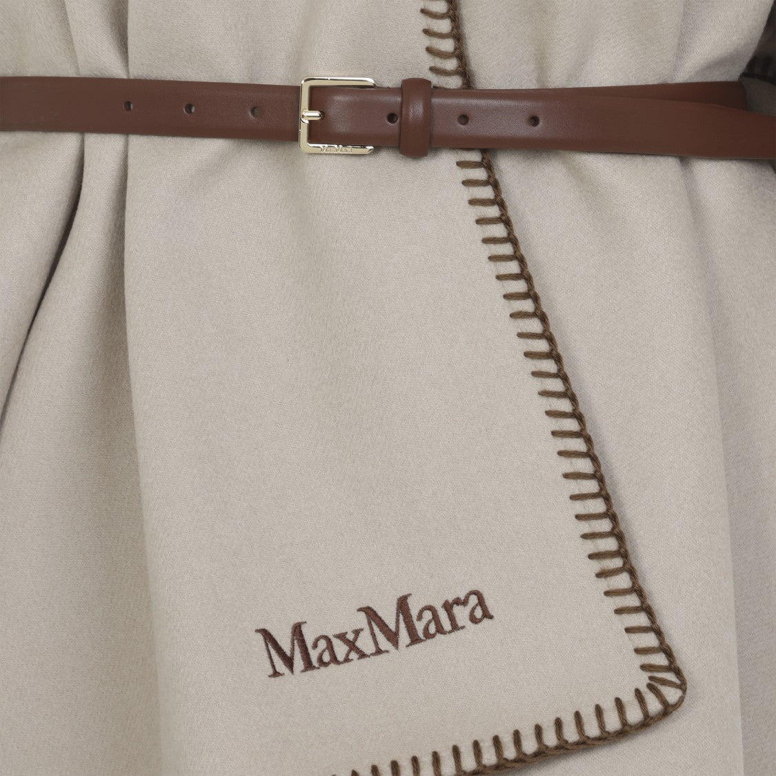 Max Mara Beige Wool Coat With Wrap-Style Front