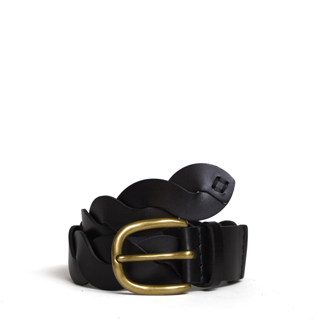 Isabel Marant Braided Leather Belt Gold-Tone Buckle