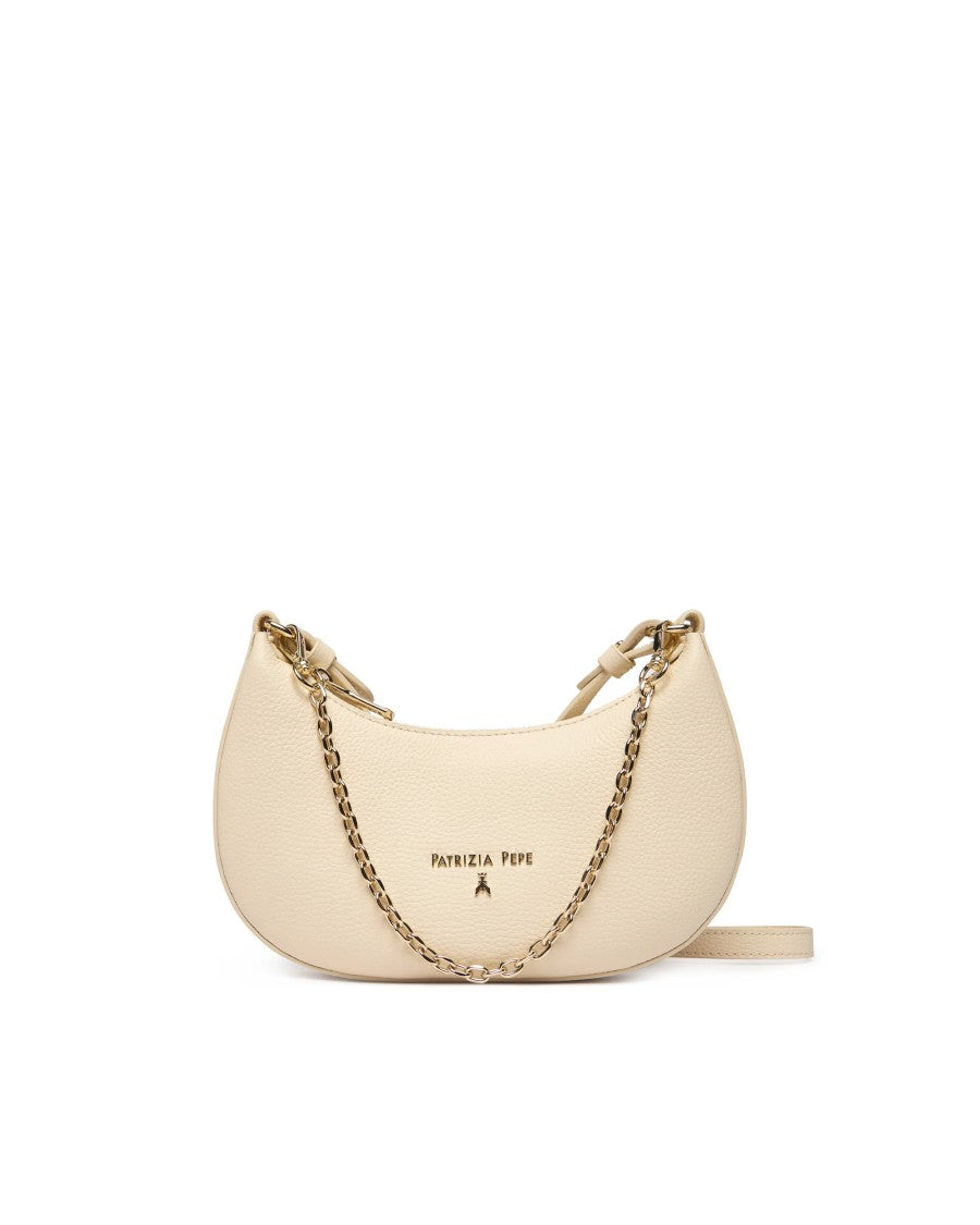 Patrizia Pepe Wooly White Crescent Bag