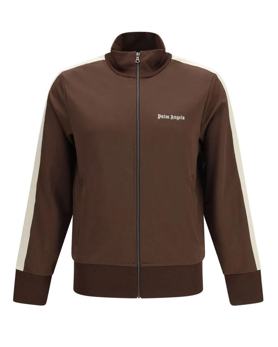 Palm Angels Classic Logo Track Top With High Collar And Zippered Pockets