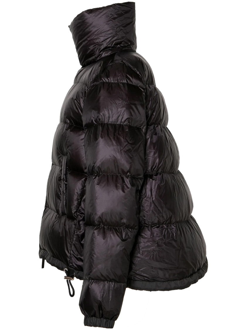 Sacai Oversized Black Puffer Jacket With Quilted Texture