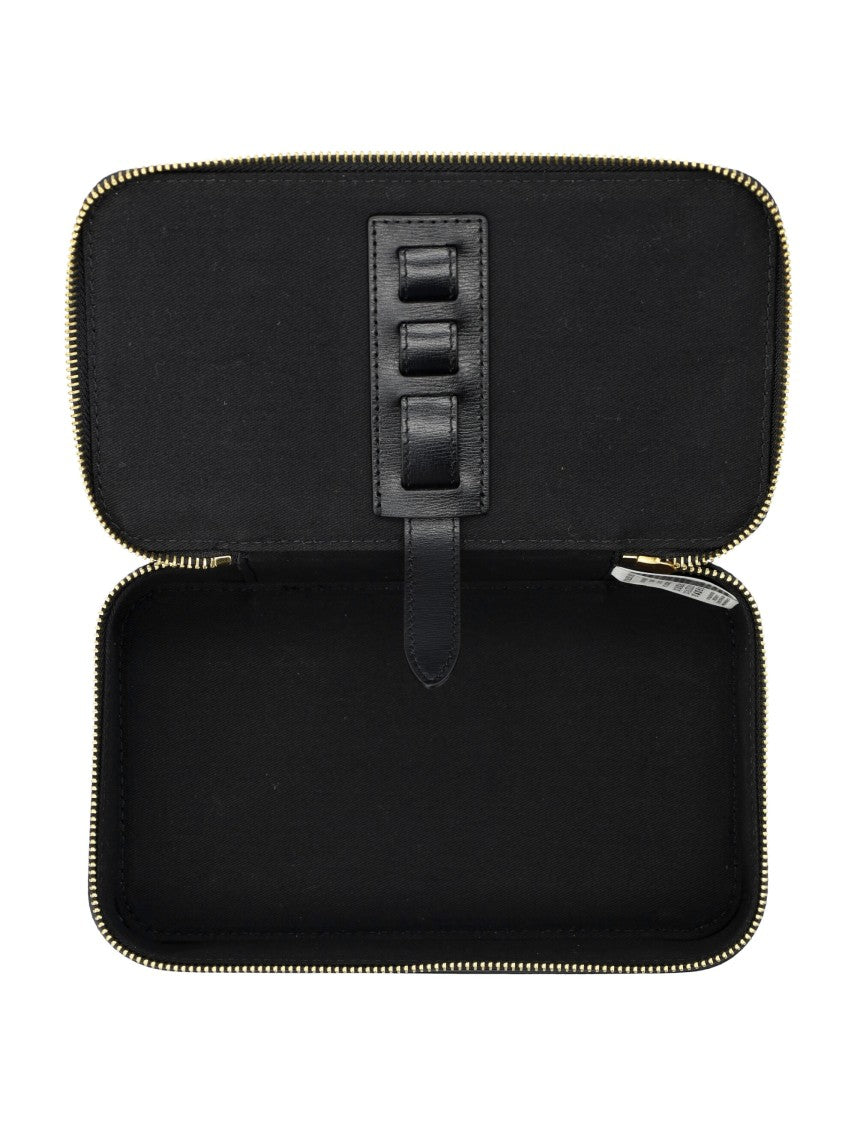 By Malene Birger Aya Embossed Monogram Structured Leather Beauty Pouch