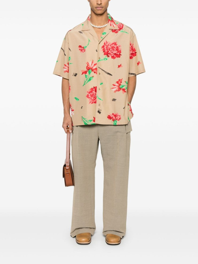 Moschino Sand Beige Camp Collar Shirt