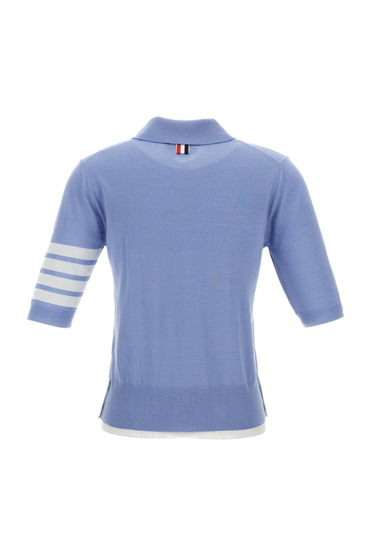 Thom Browne Relaxed Fit Polo W/ 4 Bar In Fine Merino Wool