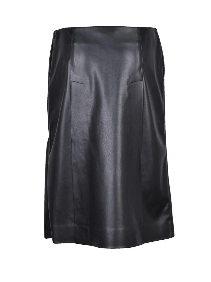 Stella Mccartney Black Polyester Women's Faux Leather Midi Skirt