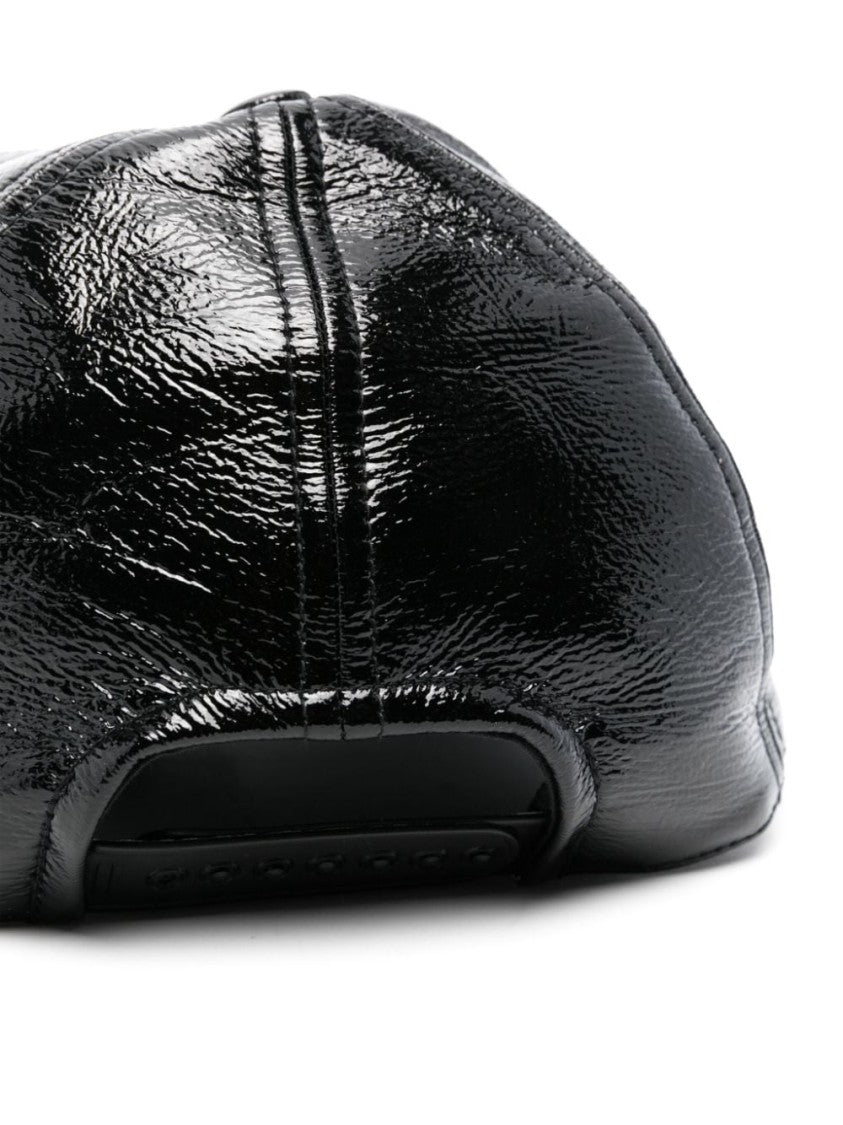 Courrèges Black Patent Finish Six-Panel Hat