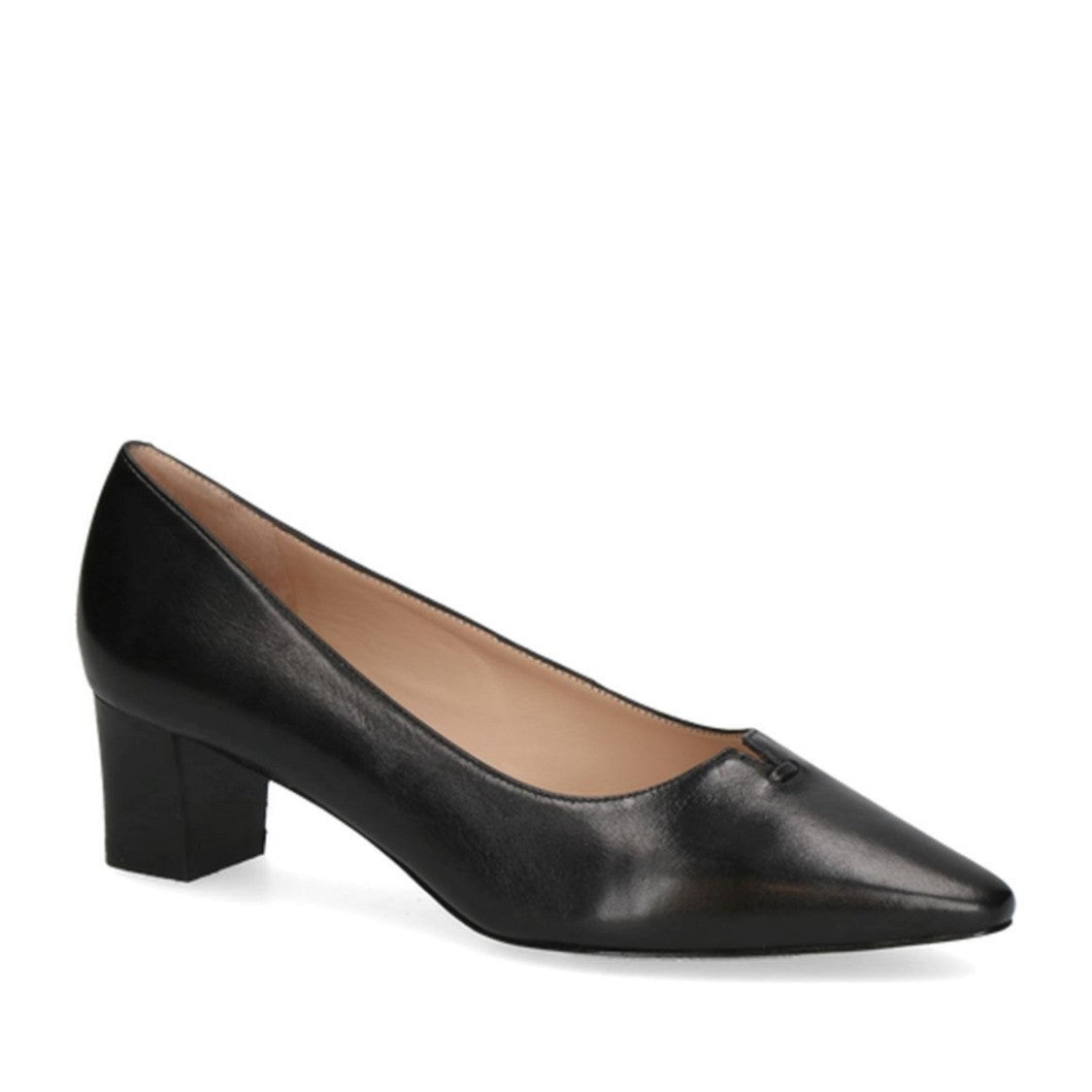 Peter Kaiser Black Pointed Toe Block Heel Leather Dress Pumps