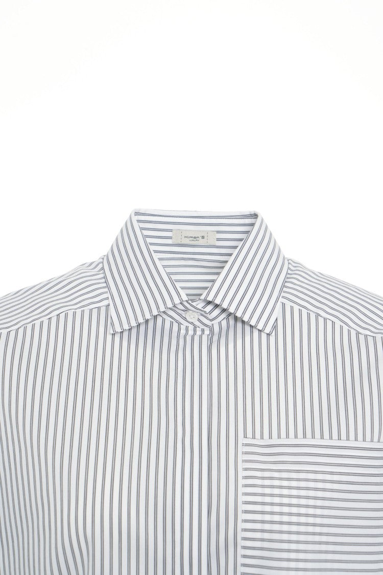 Himon's Striped Blouse With Traditional Collar