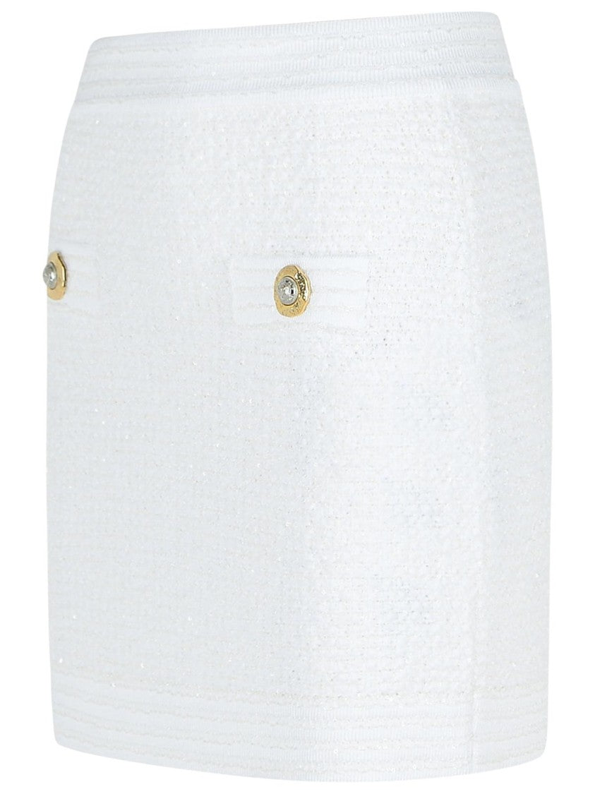 Balmain White Cotton Blend Miniskirt