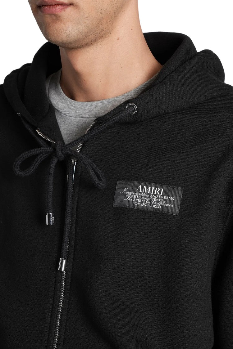 Amiri Black Zip-Up Hoodie With Drawstring Hood