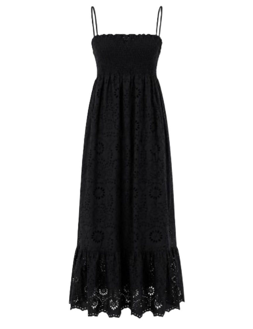 Mc2 Saint Barth Strapless Midi Dress With Eyelet Pattern