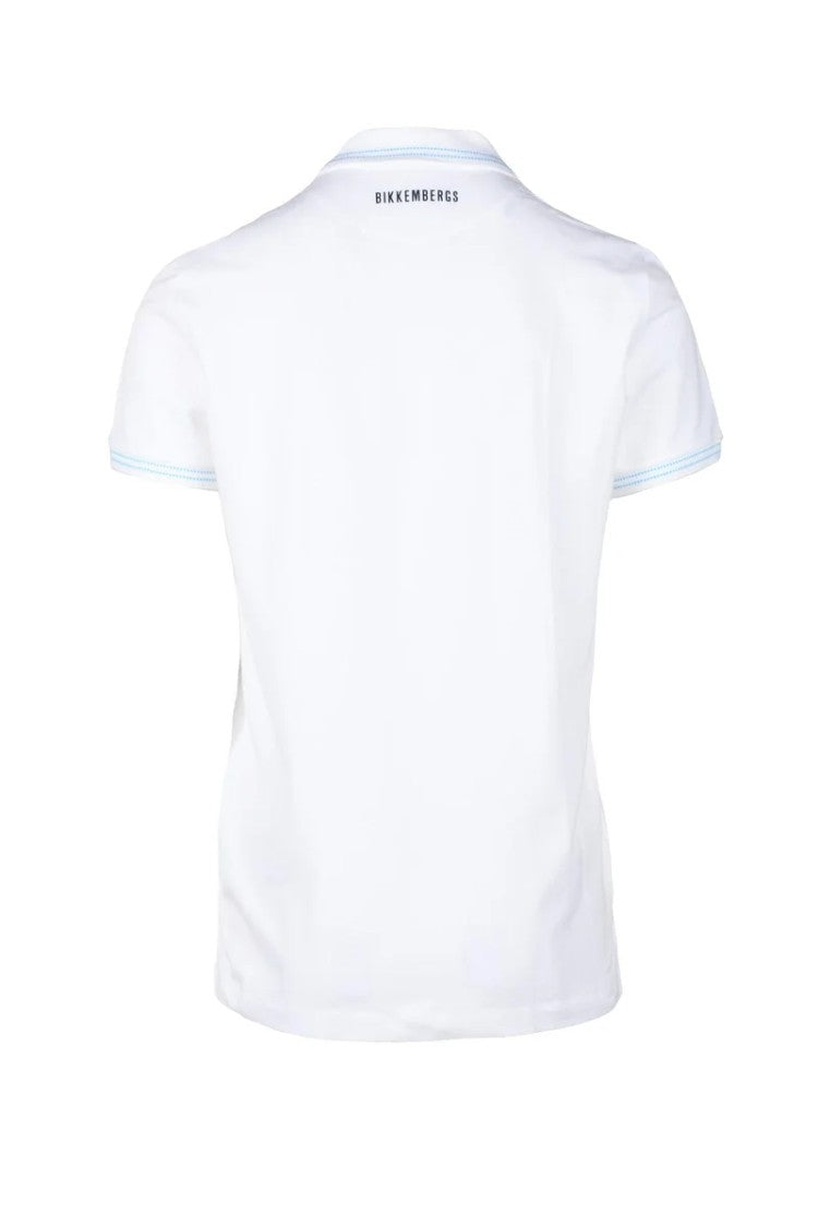 Bikkembergs White Striped Stretch Polo Shirt