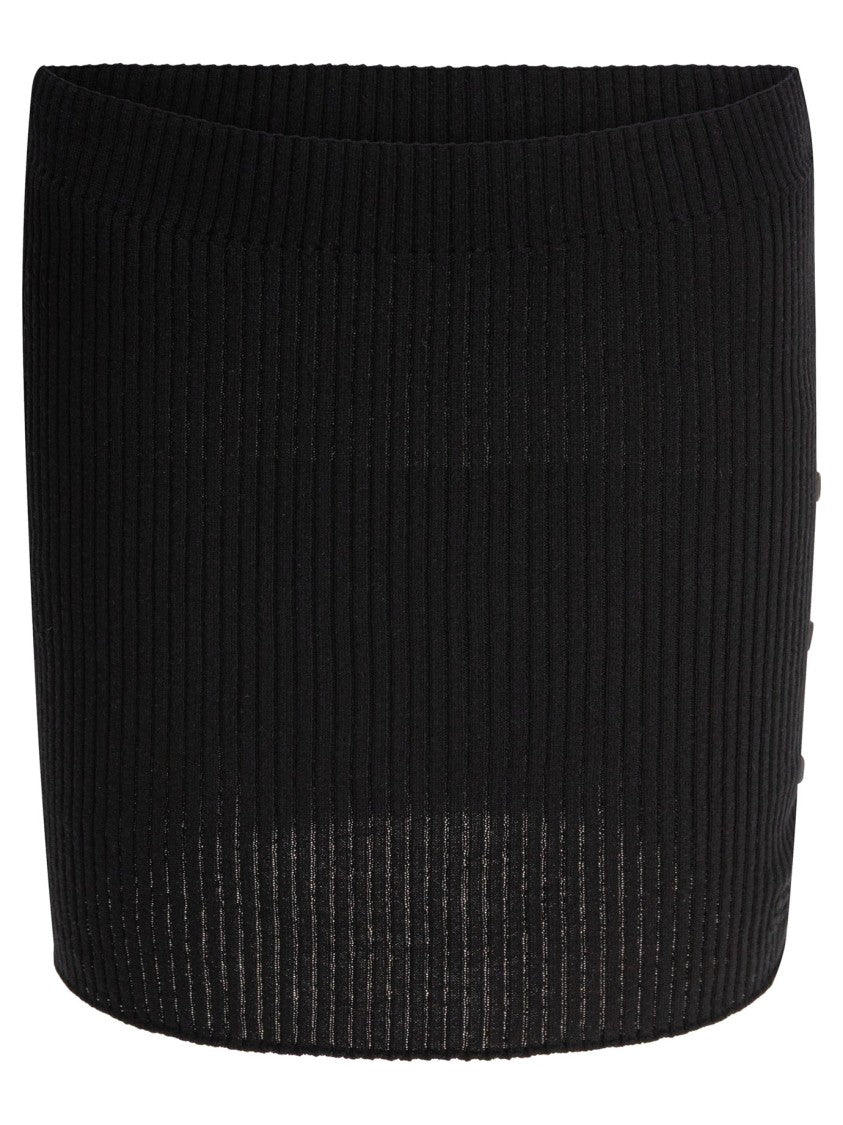 Courrèges Ribbed Knit Skirt With Button Detail