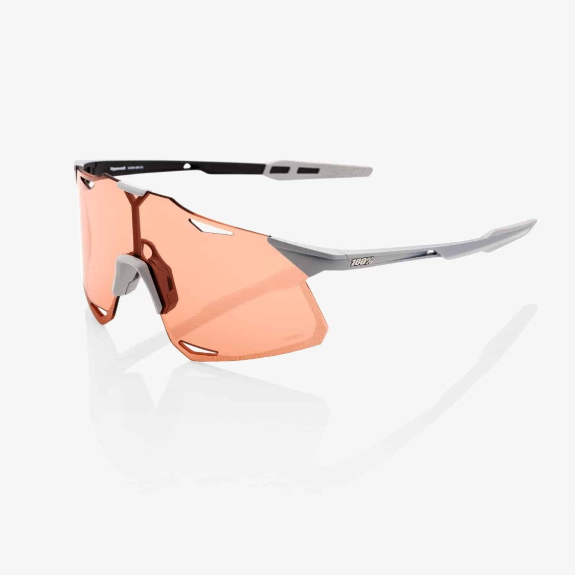 100% Hypercraft Angular Peach Tint Sunglasses With Cutout Design