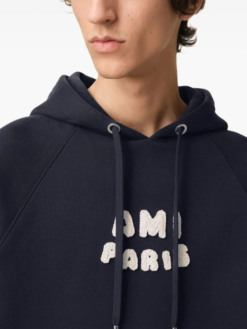Ami Blue Logo-Print Hoodie