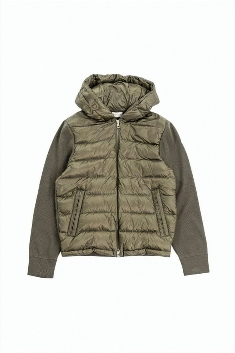 Moncler Quilted Padded Jacket With Knitted Sleeves And Hood