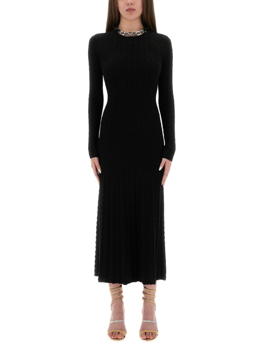 Rabanne Textured Knit Long Wool Dress