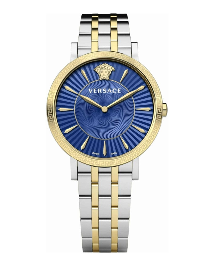 Versace V-Eternal Bracelet Watch With Blue Guilloche Dial