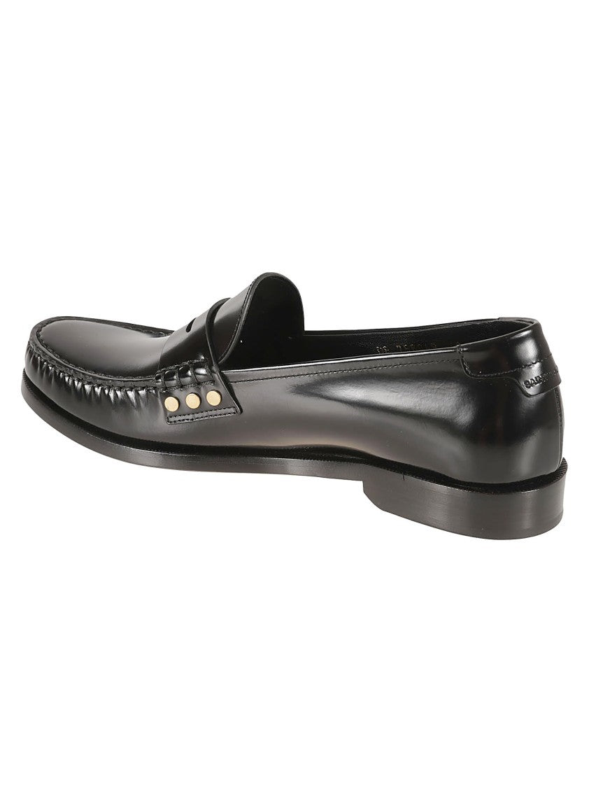 Saint Laurent Polished Calf Leather Loafers