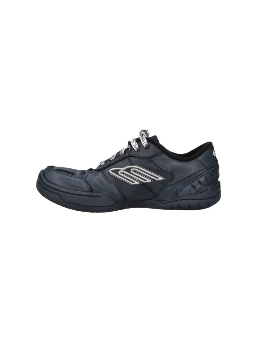 Balenciaga Black Hamptons Calfskin Leather Low-Top Sneakers