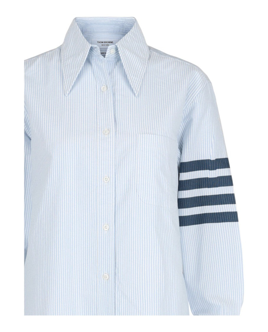 Thom Browne Striped Oxford 4-Bar Oversized Shirt