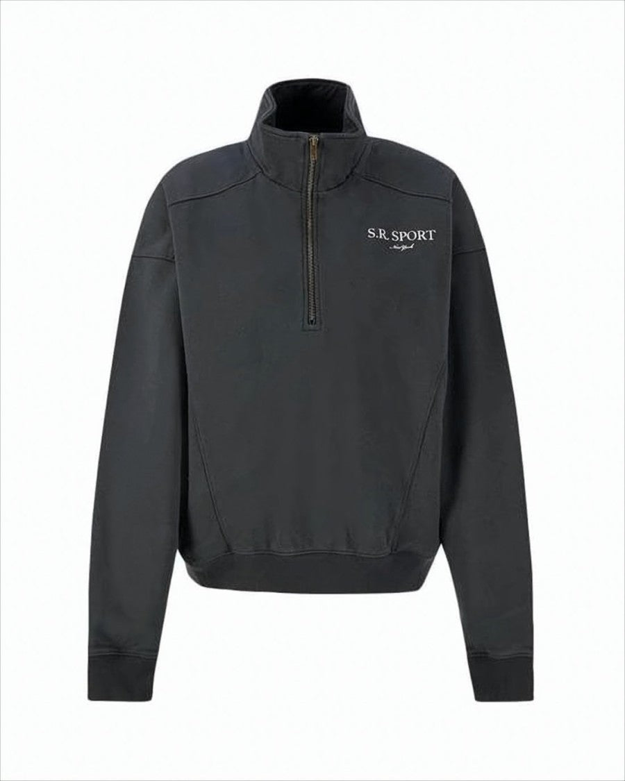 Sporty And Rich Cropped Turtleneck Sweatshirt With Half-Zip Closure