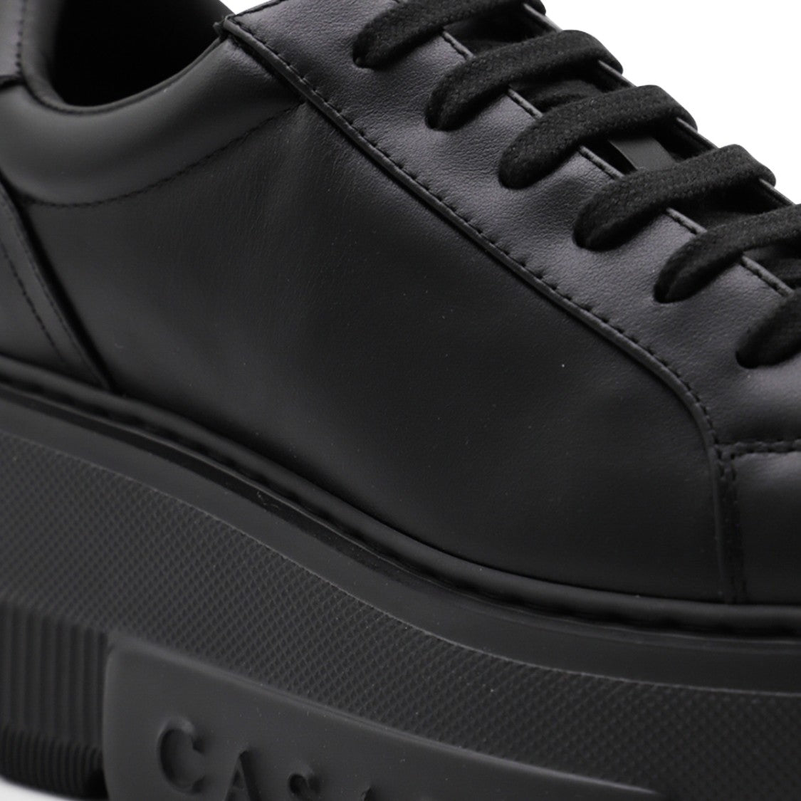 Casadei Black Leather Lettering Logo Sneakers