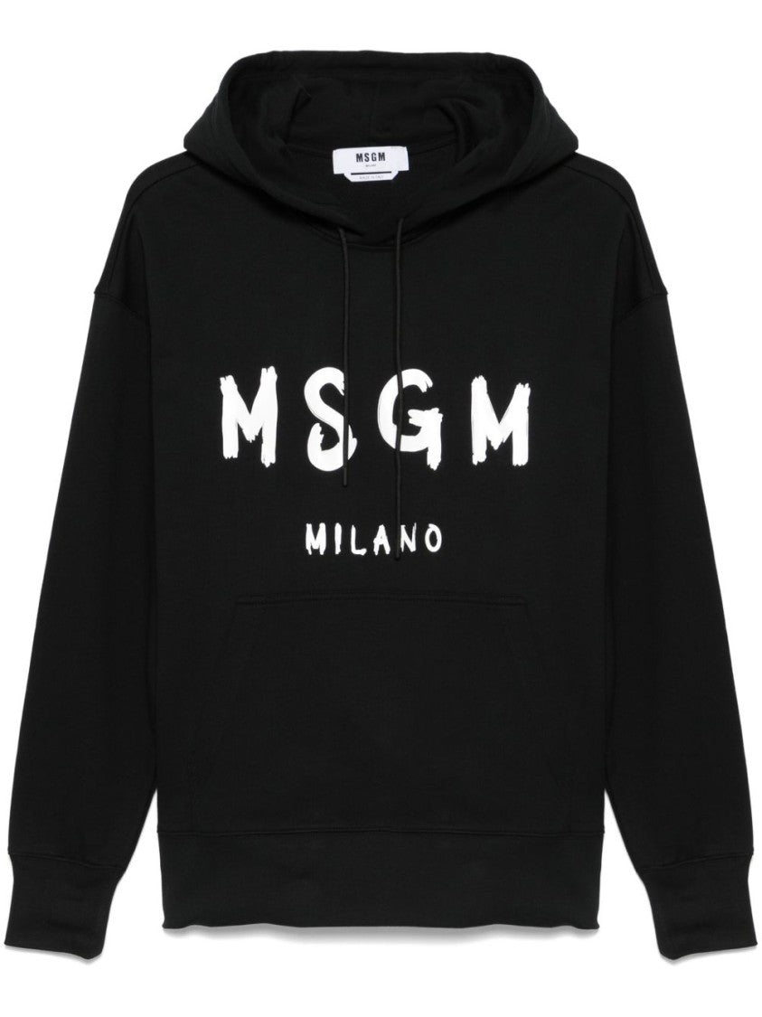 Msgm Raglan Sleeve Black Hoodie