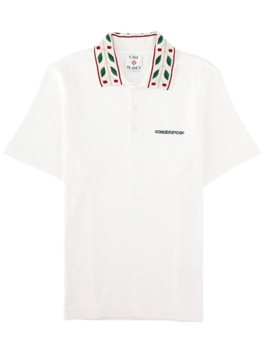 Casablanca Laurel Short-Sleeved Leaf Organic Cotton Polo Shirt