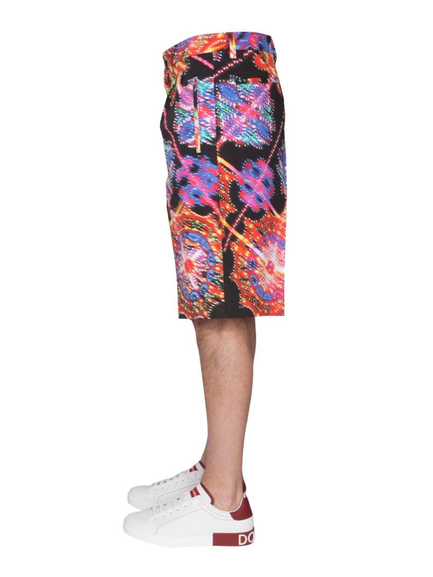 Dolce & Gabbana Bermuda Shorts With Vibrant Luminary-Inspired Print