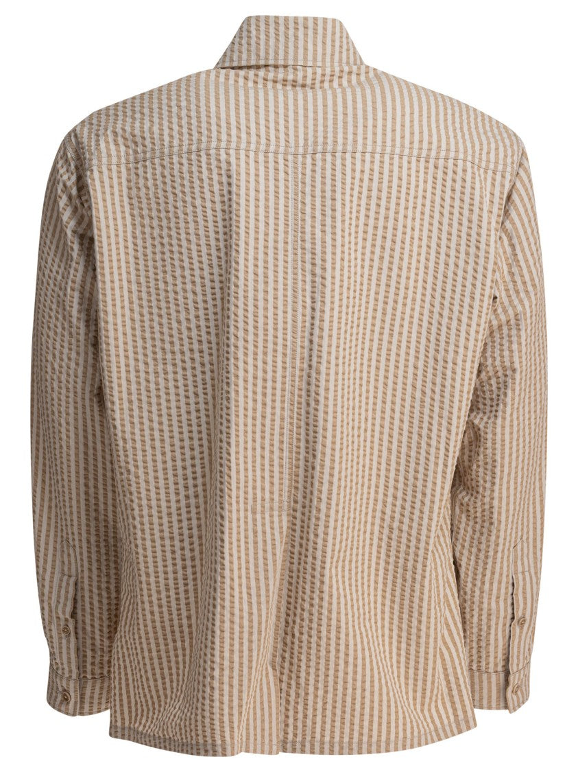 Kaptain Sunshine Silk-Linen Blend Jacket With Vertical Stripes