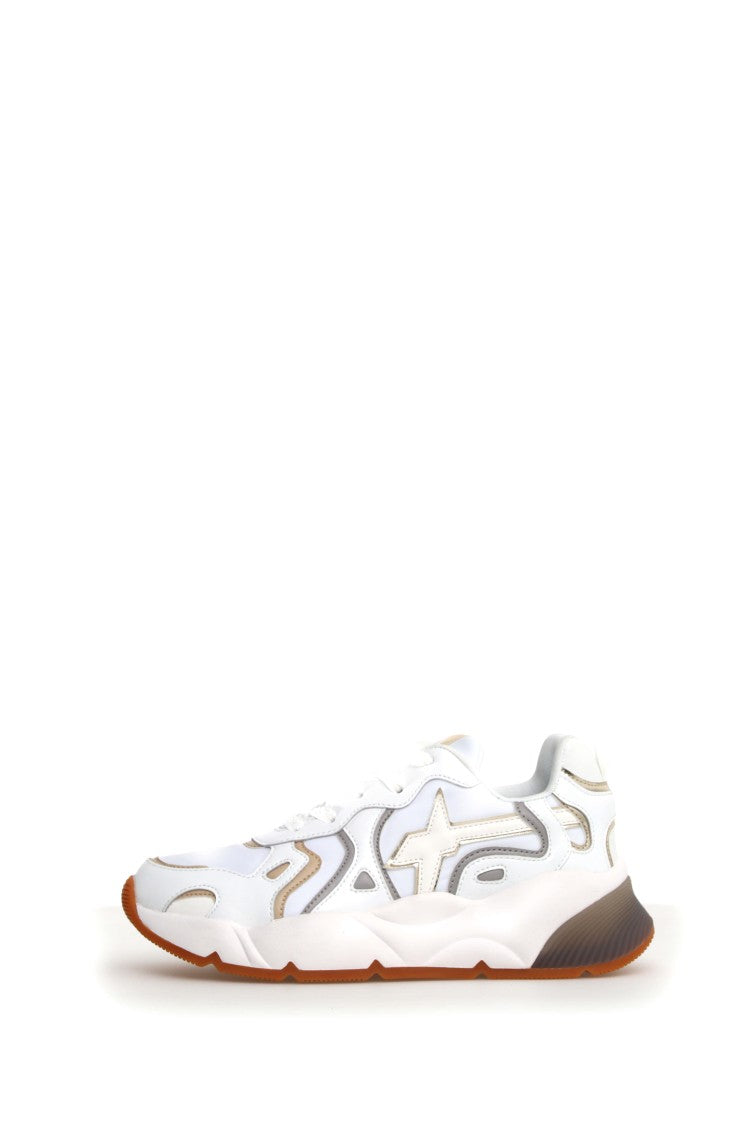 W6yz White Suede Technical Fabric Non-Slip Sneakers
