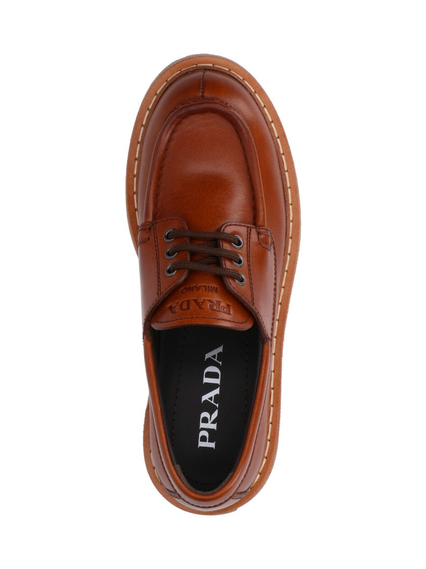 Prada Logo Loafers – Brown