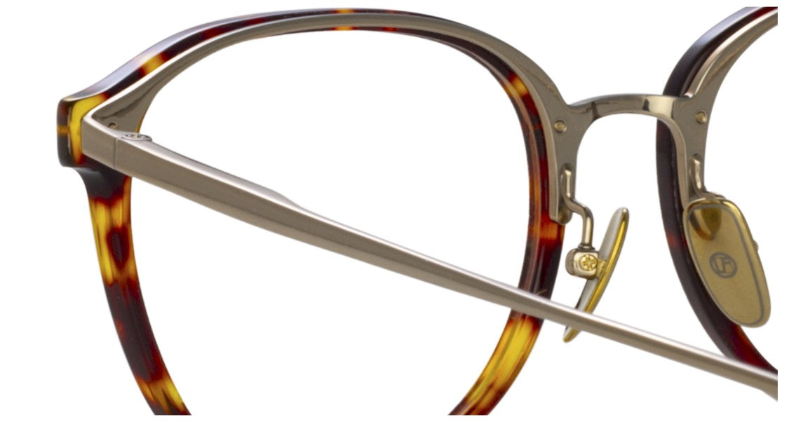 Linda Farrow Lfl Rounded Tortoiseshell Frame Eyeglasses With Metallic Details