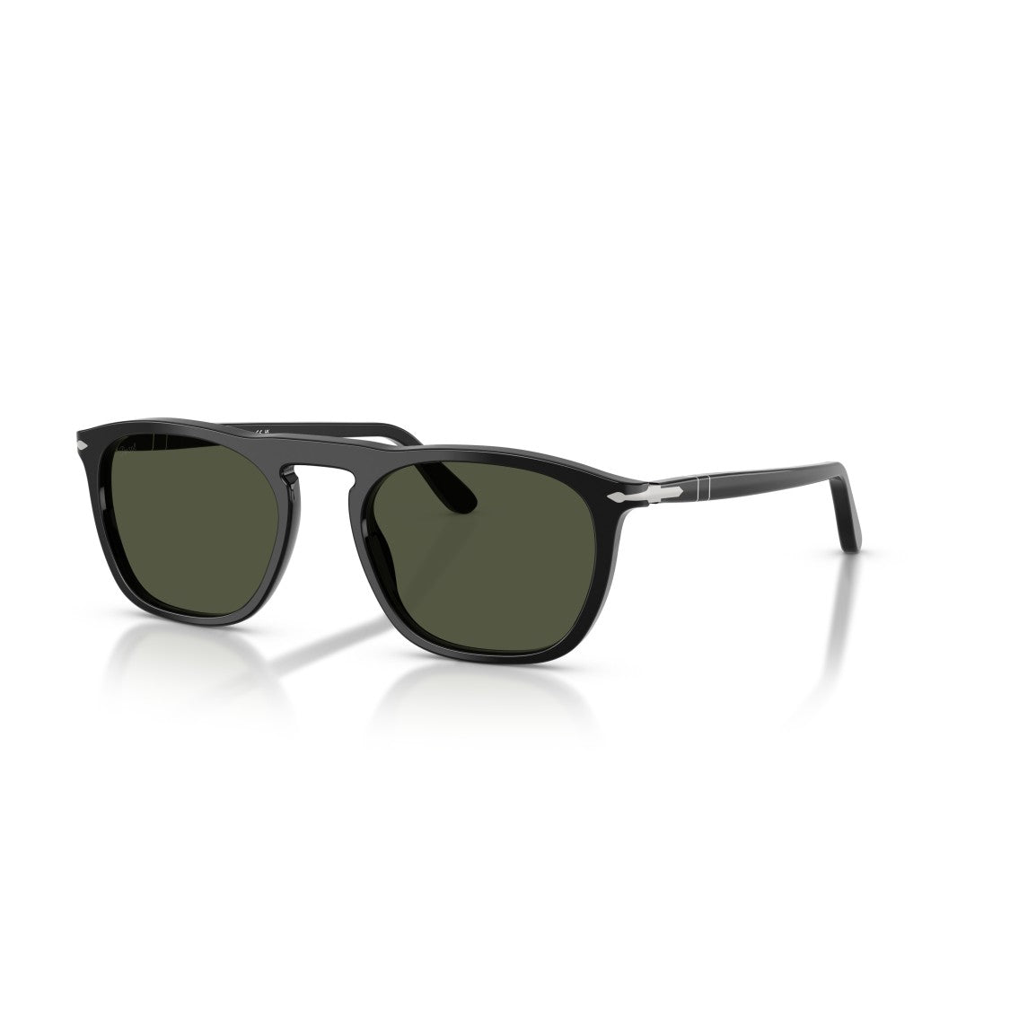 Persol 0Po3391s Classic Black Acetate Sunglasses With Dark Green Lenses