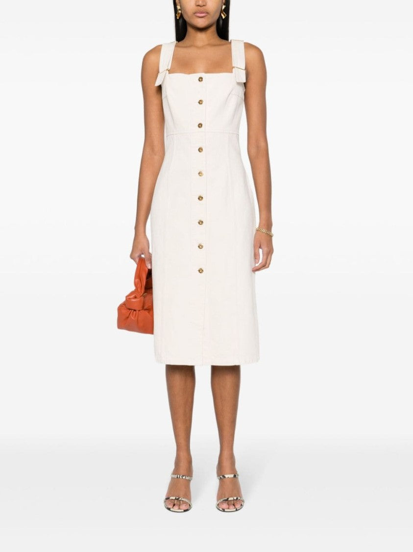 Patou Mid-Length Beige Cotton Denim Dress