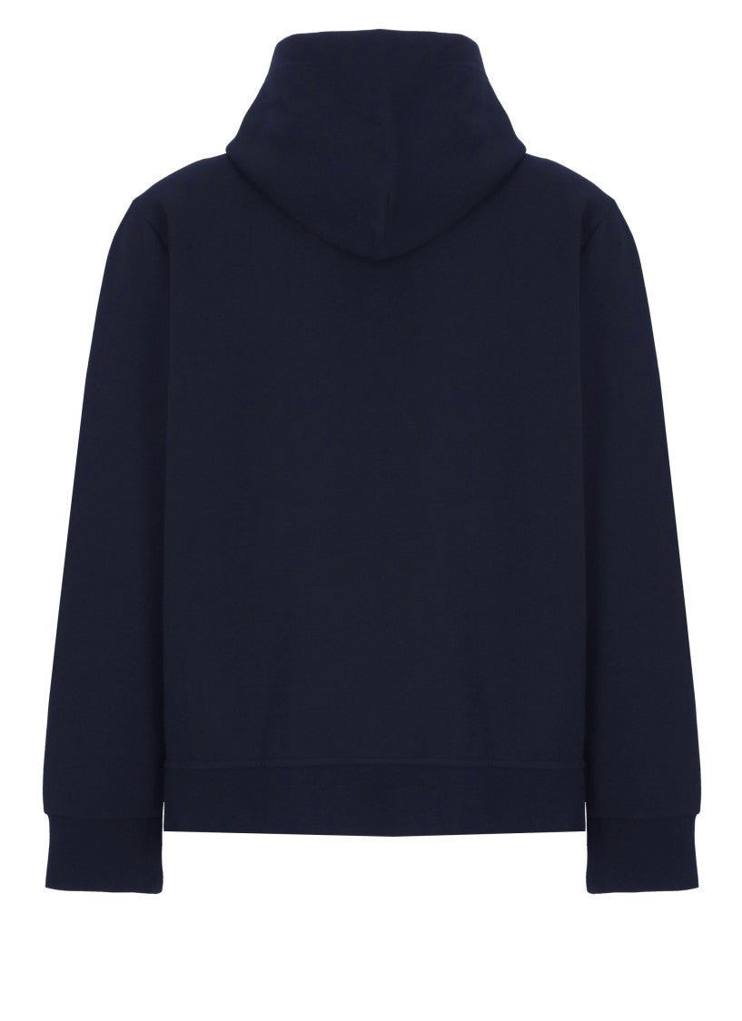 Polo Ralph Lauren Blue Embroidered Pony Hooded Full-Zip Cotton Sweatshirt