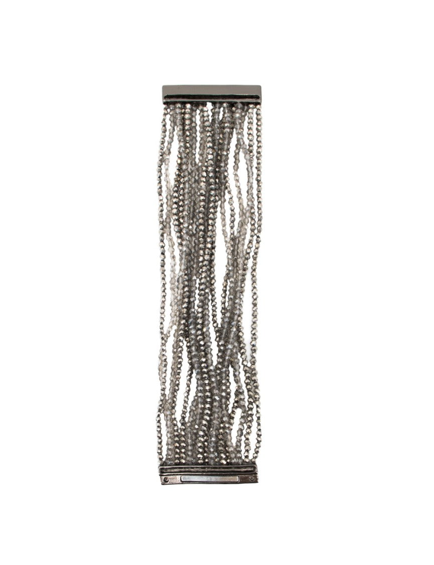 Antonelli Grey Beaded Bracelet With Metallic Clasp