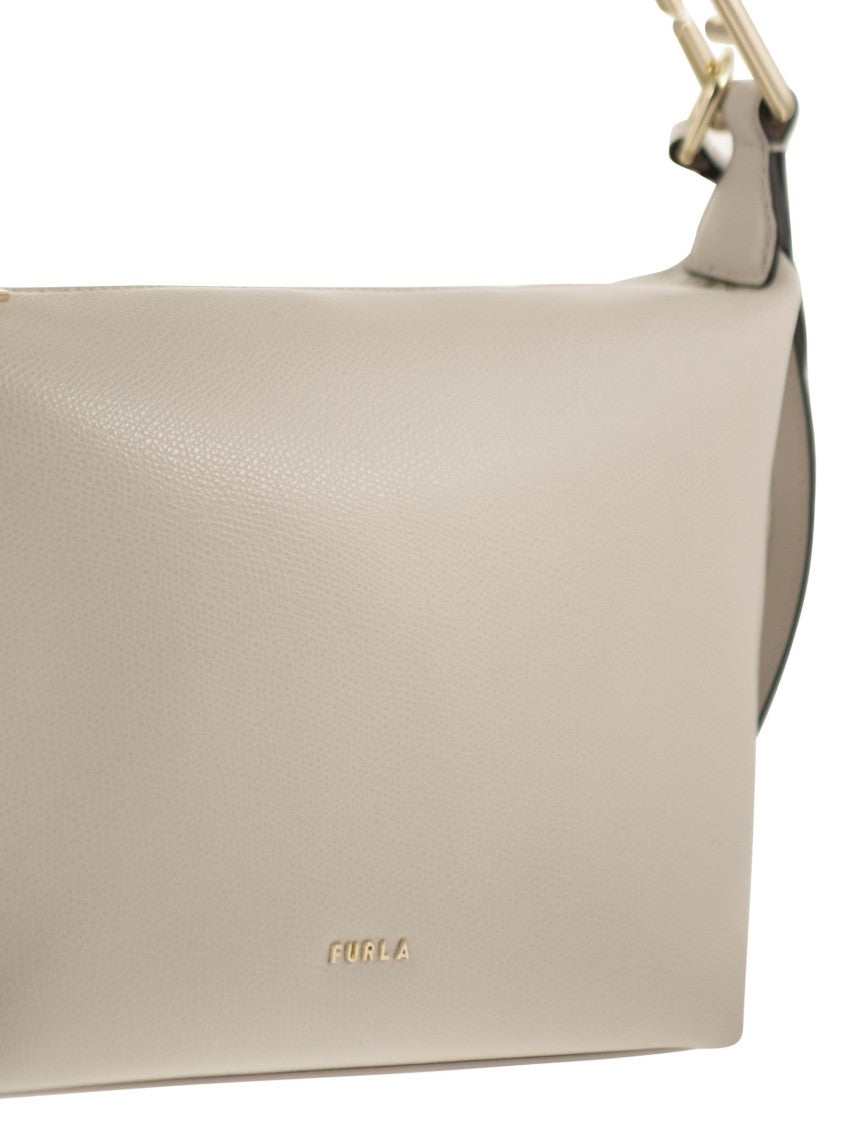 Furla Miniature Embossed Leather Hobo Bag With Straps
