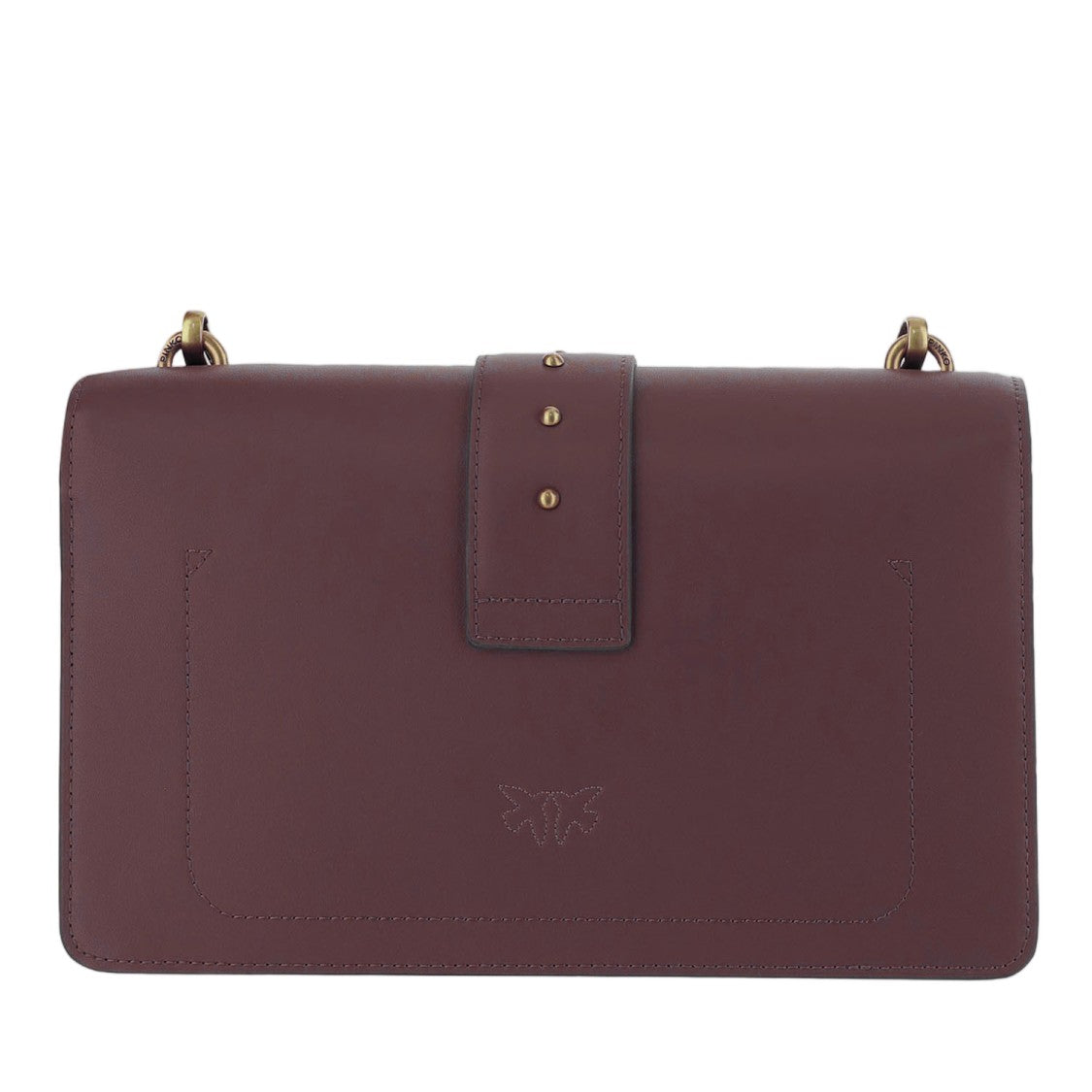 Pinko Dark Red Love One Classic Leather Shoulder Bag