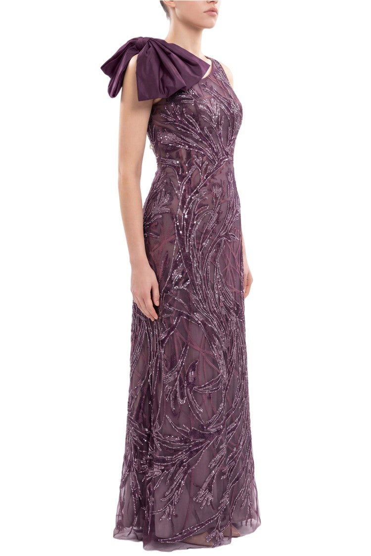 Saiid Kobeisy Asymmetrical Embroidered Dress With Bow