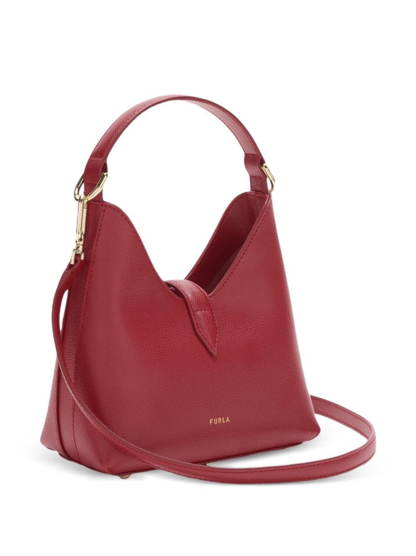Furla Structured Leather Handbag In Deep Red