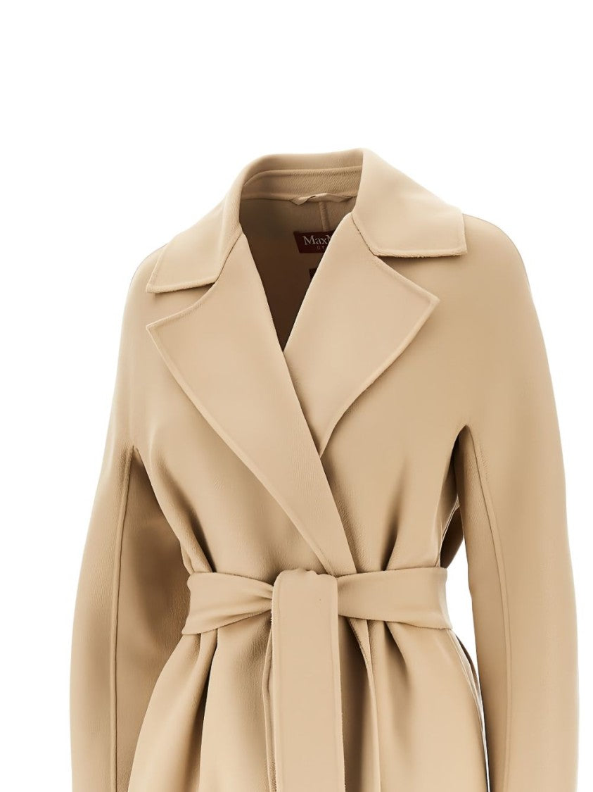 Max Mara Classic Wrap Coat With Wide Lapel Collar