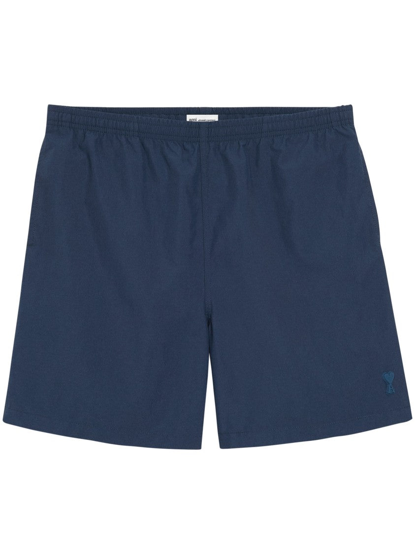 Ami Paris Tailored Long Swim Shorts With Subtle Logo Detail