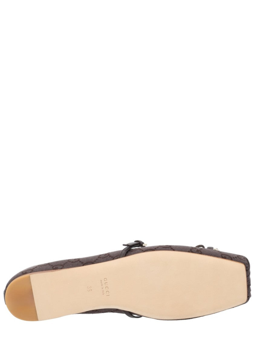 Gucci Monogram Canvas Square-Toe Ballet Flats
