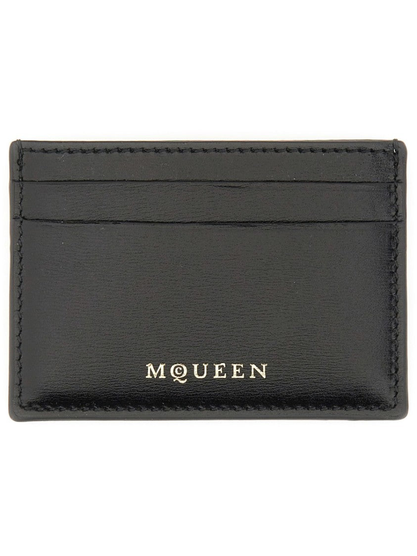 Alexander Mcqueen Calfskin Card Holder With Embossed Logo
