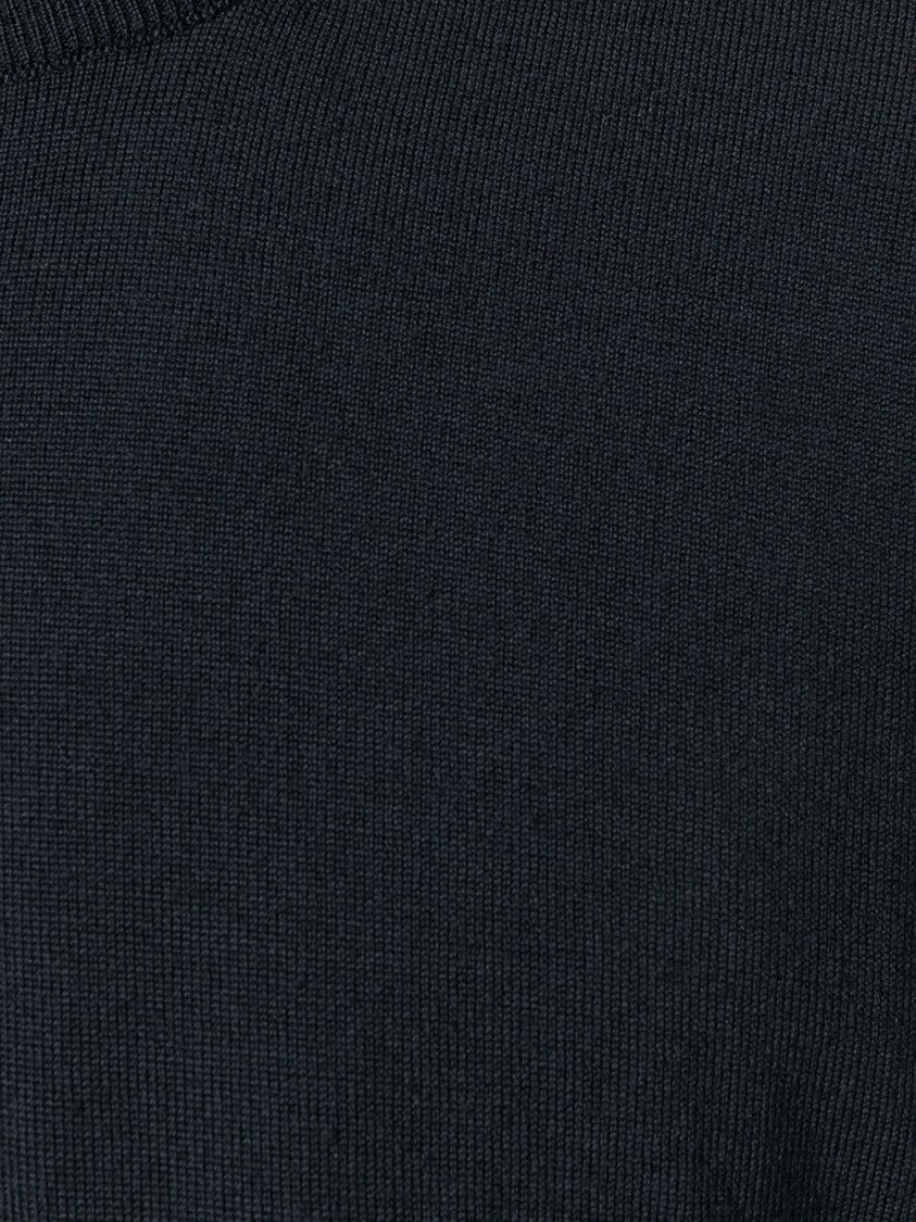 Drumohr Black Fitted Crew Neck Wool Sweater