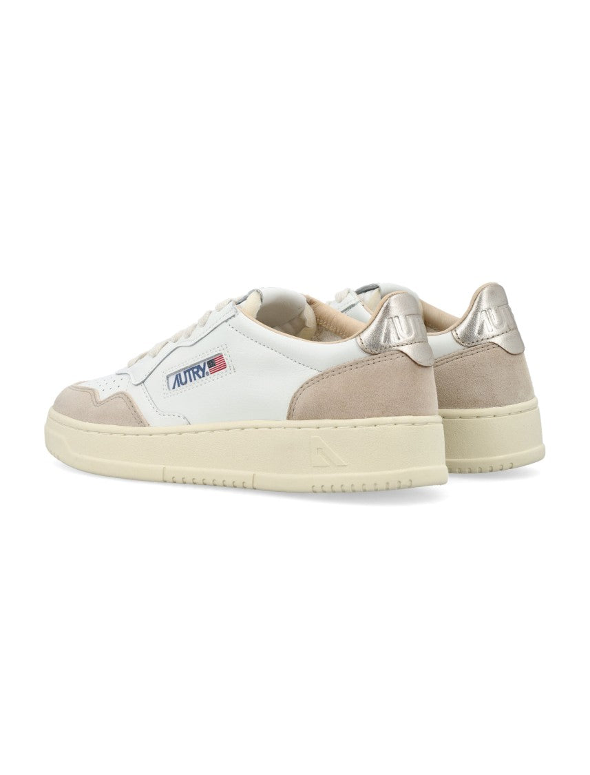 Autry White Medalist Leather Suede Sneakers
