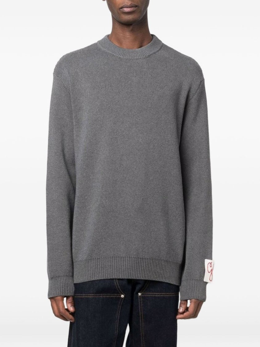 Golden Goose Grey Ribbed Finishes Cotton Sweater