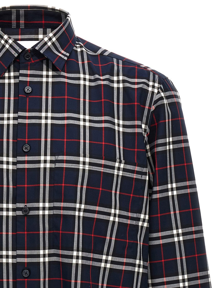 Burberry Classic Check Print Cotton Shirt With Front Pocket And Long Cuffed Sleeves